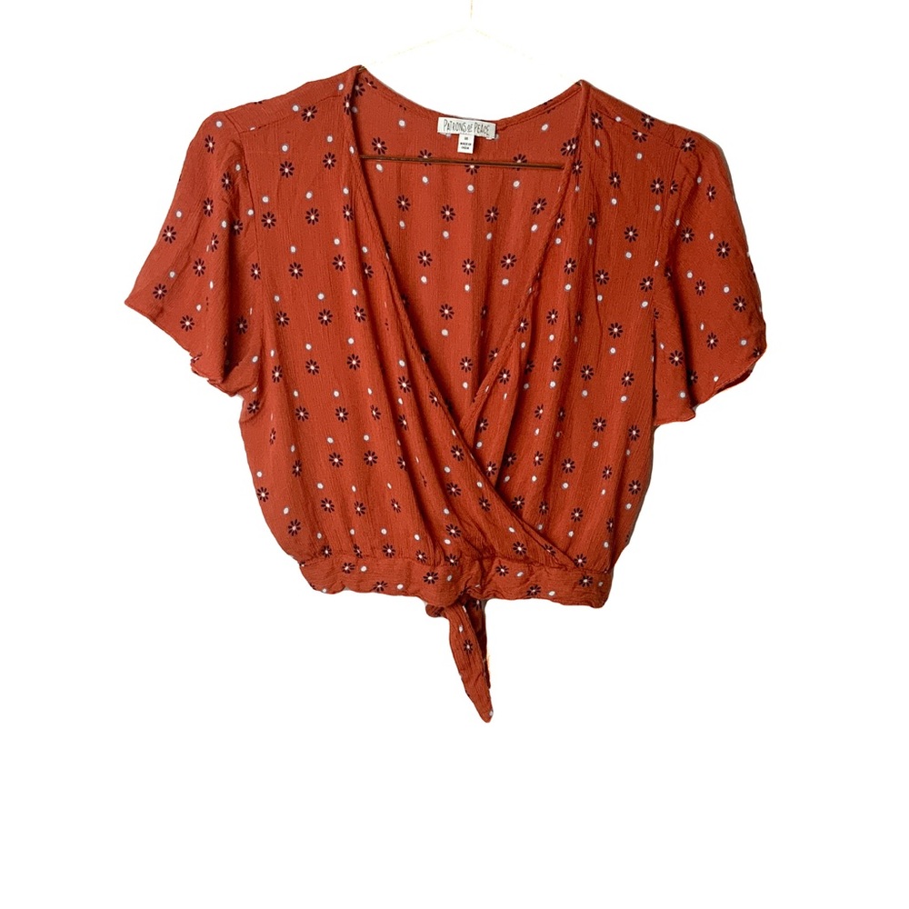 PATRONS OF PEACE Floral Surplice Crop Top - Picture 3 of 10